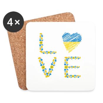 Love Ucraine - Untersetzer (4er-Set) - Weiß - Vorne