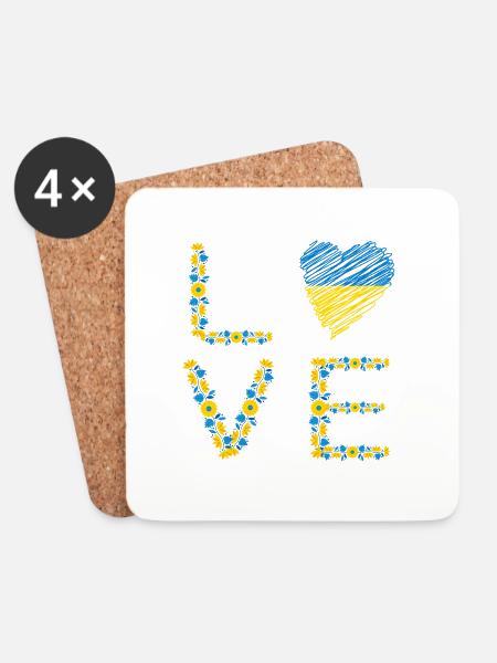 Love Ucraine - Untersetzer (4er-Set) - Weiß