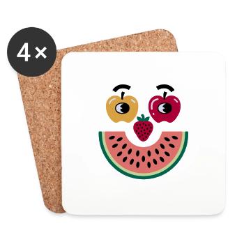 Visage de fruit - Dessous de verre (lot de 4) - blanc - Devant