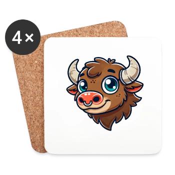 Bison Bull - Coasters (set of 4) - white - Front