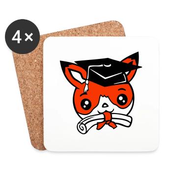 Fox High School Graduation Certificats de fin d’études Chapeau de collège - Dessous de verre (lot de 4) - blanc - Devant