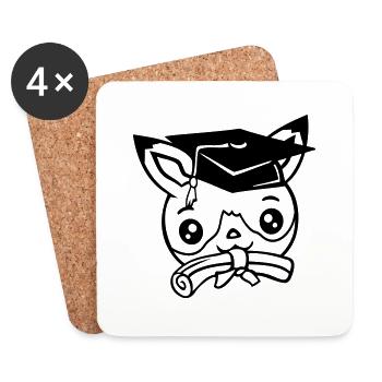 Fox High School Graduation Certificats de fin d’études Chapeau de collège - Dessous de verre (lot de 4) - blanc - Devant