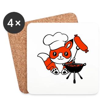 Fox Grills Sausages Grill Master Grilling Cooking - Coasters (set of 4) - white - Front