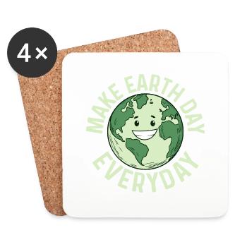 Make Earth Day Everyday Planet Environmental - Untersetzer (4er-Set) - Weiß - Vorne