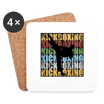 KICK BOXING sport man Strong - Coasters (set of 4) - white - Front