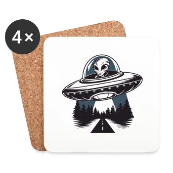 Enlèvement extraterrestre - Dessous de verre (lot de 4) - blanc - Devant