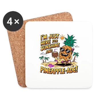 Je suis juste ici pour le soleil et l’ananas-ade - Dessous de verre (lot de 4) - blanc - Devant