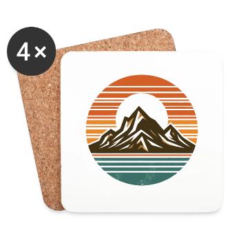 Mountains, nature, sunset - Coasters (set of 4) - white - Front