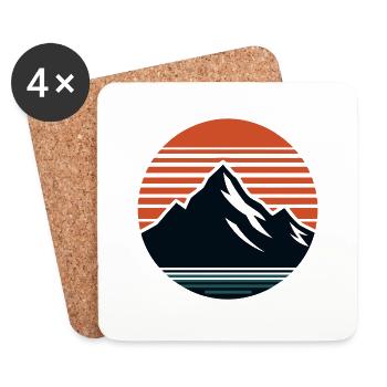 Mountains, nature, sunset - Coasters (set of 4) - white - Front