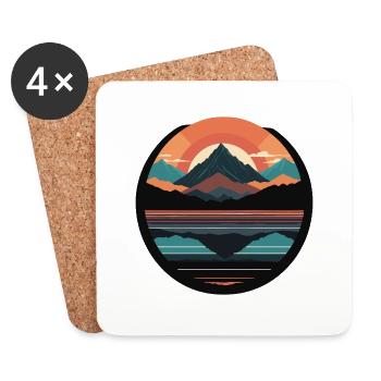 Montagnes, nature, coucher de soleil - Dessous de verre (lot de 4) - blanc - Devant
