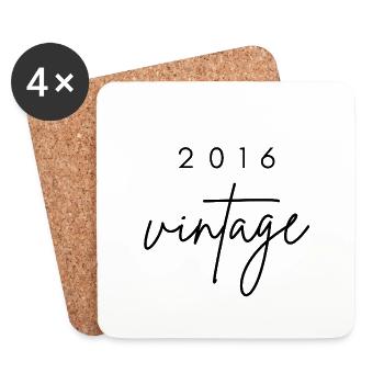 Anniversaire 2016 vintage - Dessous de verre (lot de 4) - blanc - Devant