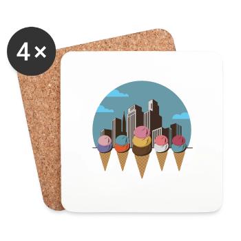 Ville de la crème glacée - Dessous de verre (lot de 4) - blanc - Devant