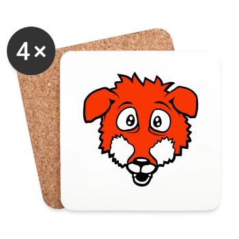 Fox Big Eyes Scared Happy Fear Cool - Coasters (set of 4) - white - Front