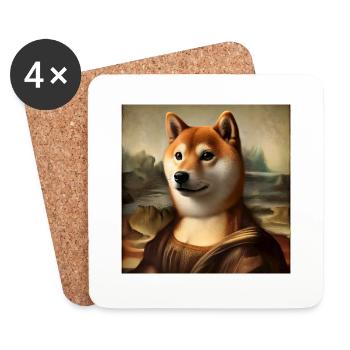 Shiba Inu Gioconda - Dessous de verre (lot de 4) - blanc - Devant