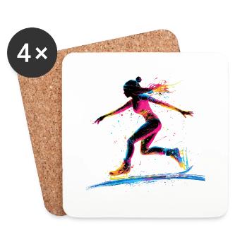 patinage sur glace patinage patinage patineur sur glace - Dessous de verre (lot de 4) - blanc - Devant