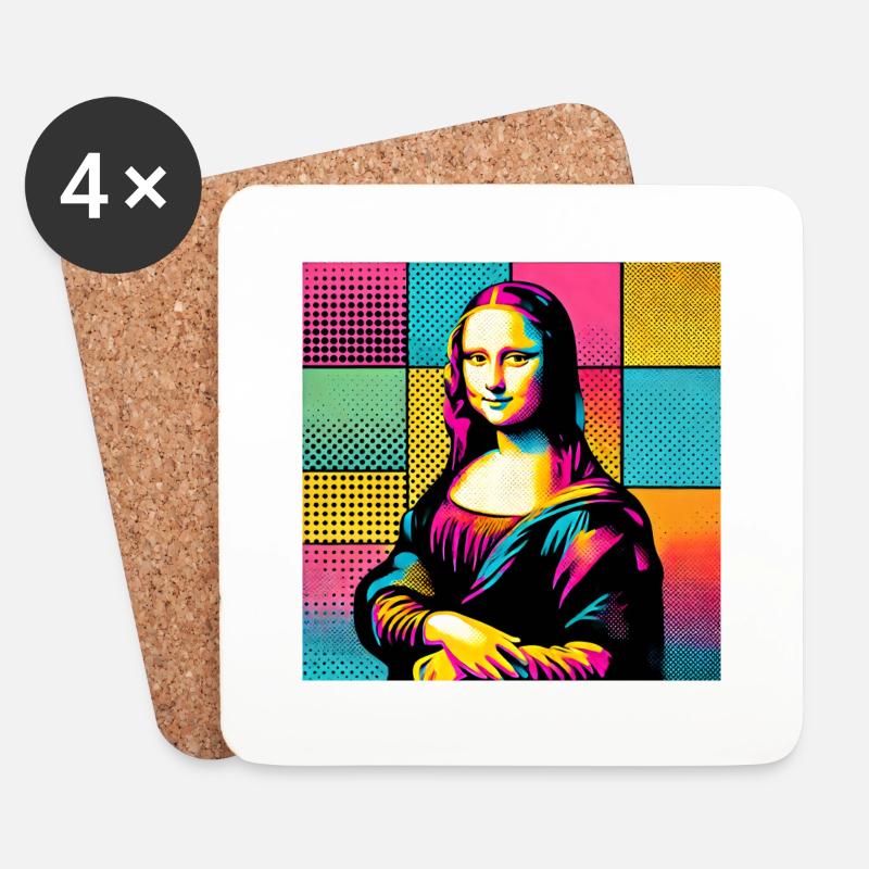 Mona Lisa Pop Art - Untersetzer (4er-Set) - Weiß