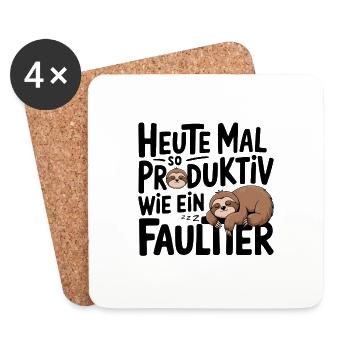 Productive sloth-style - Coasters (set of 4) - white - Front