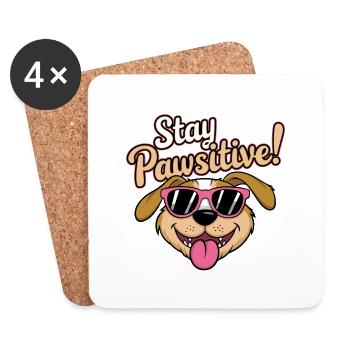 Stay Pawsitive! - Coasters (set of 4) - white - Front
