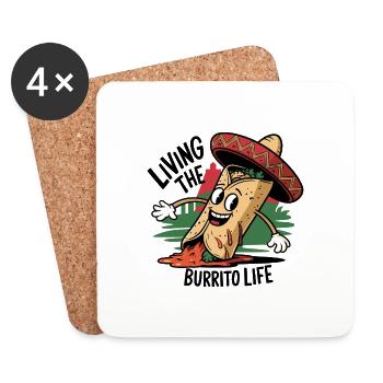 Vivre la vie de burrito - Funny Foodie - Dessous de verre (lot de 4) - blanc - Devant