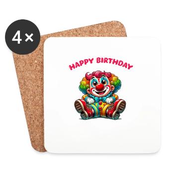 Clown Comique Anniversaire - Dessous de verre (lot de 4) - blanc - Devant