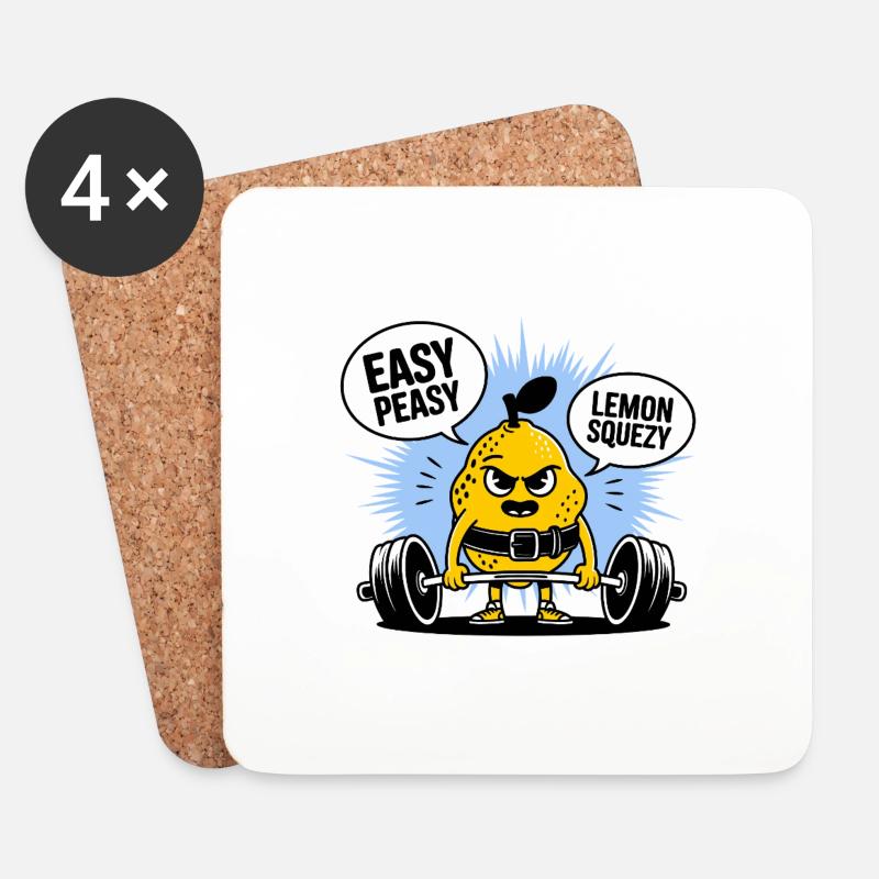 Easy Peasy Lemon Squeezy - Lustiges Lemon Gym Workout - Untersetzer (4er-Set) - Weiß