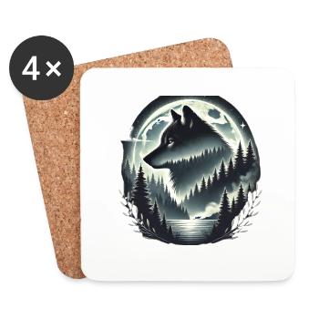Team Wolf, Wolfschutz, Naturschutz, Wolf protect - Untersetzer (4er-Set) - Weiß - Vorne