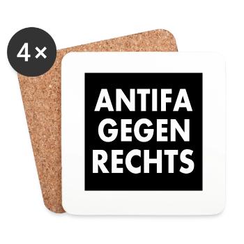 Antifa gegen rechts - Untersetzer (4er-Set) - Weiß - Vorne