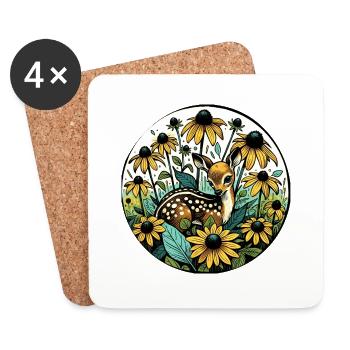 Spring Flowers Spring Fawn Nature Lovers - Coasters (set of 4) - white - Front