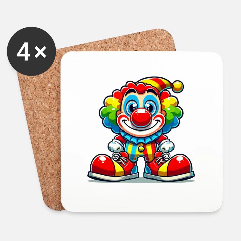 clown cartoon - Untersetzer (4er-Set) - Weiß