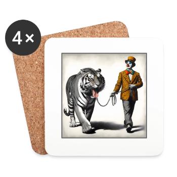 Spaziergang mit Tiger - Untersetzer (4er-Set) - Weiß - Vorne