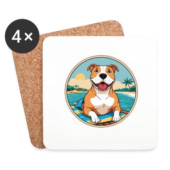 Pitbull American Bully Sea - Coasters (set of 4) - white - Front
