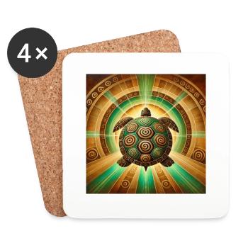 Tortue power animal - Dessous de verre (lot de 4) - blanc - Devant
