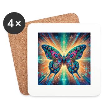Papillon animal de puissance - Dessous de verre (lot de 4) - blanc - Devant