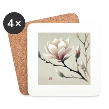 Japanese style magnolia flower - Coasters (set of 4) - white - Front