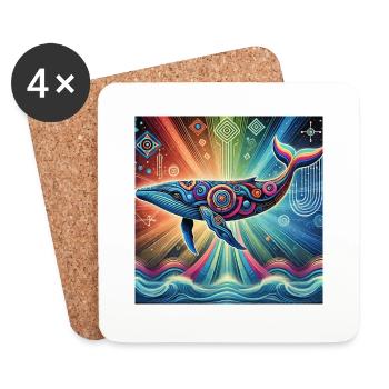 Whale power animal - Coasters (set of 4) - white - Front