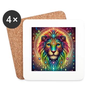 Power Animal LION - Coasters (set of 4) - white - Front