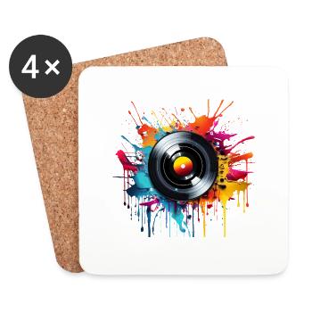 Vinyl Platte Retro Vintage 80er 90er Geschenk - Untersetzer (4er-Set) - Weiß - Vorne