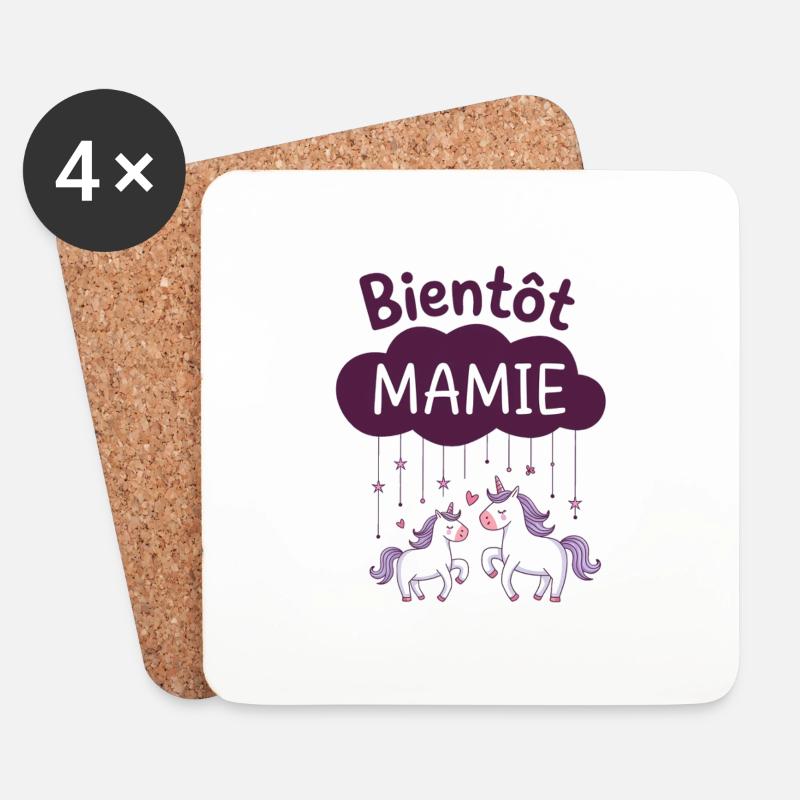 Baldige Oma Einhorn kündigt Schwangerschaft an - Untersetzer (4er-Set) - Weiß