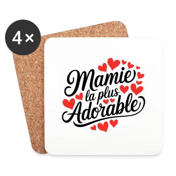 Mamie / Mamy / Grand Mere / Grand-Mère - Dessous de verre (lot de 4) - blanc - Devant