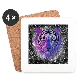 Tiger "Wild Spirit" - Untersetzer (4er-Set) - Weiß - Vorne