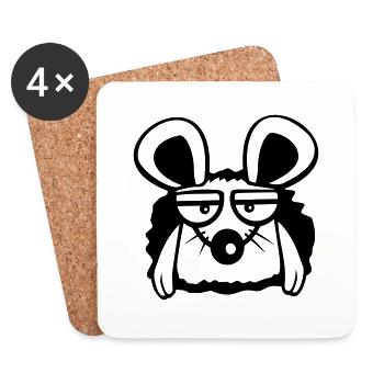 Maus Mauseloch Wand LochTraurig Müde Gelangweilt - Untersetzer (4er-Set) - Weiß - Vorne
