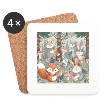 Whimsical Forest Friends: A Magical Gathering - Coasters (set of 4) - white - Front