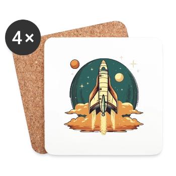 Vintage Design - Rocket - Untersetzer (4er-Set) - Weiß - Vorne