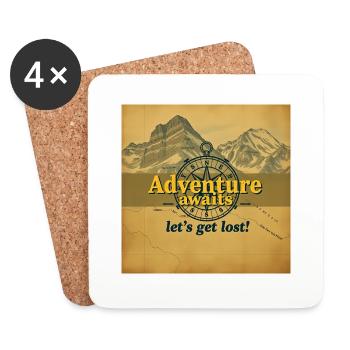 Adventure Awaits Vintage Map Travel Explorer - Coasters (set of 4) - white - Front
