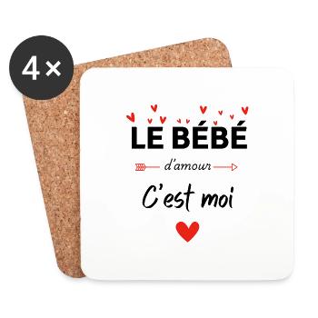 Le bébé d’amour c’est moi - assorti maman - Dessous de verre (lot de 4) - blanc - Devant