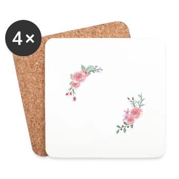 Pink floral letter j - Coasters (set of 4) - white - Front