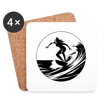 Surfeur Sport Surf - Dessous de verre (lot de 4) - blanc - Devant