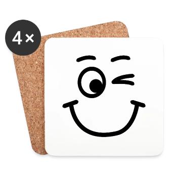 Wink Face | wink, funny pictures, humor - Coasters (set of 4) - white - Front
