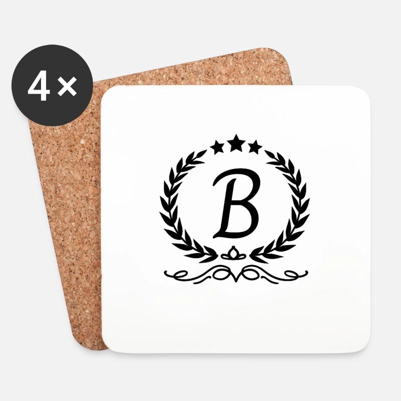 Buchstabe b Krone - Untersetzer (4er-Set) - Weiß