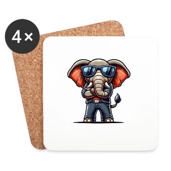 Elephant Comic Sunglasses - Coasters (set of 4) - white - Front